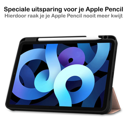 iPad Air 2022 Hoesje Book Case Met Apple Pencil Uitsparing - Rosðð goud