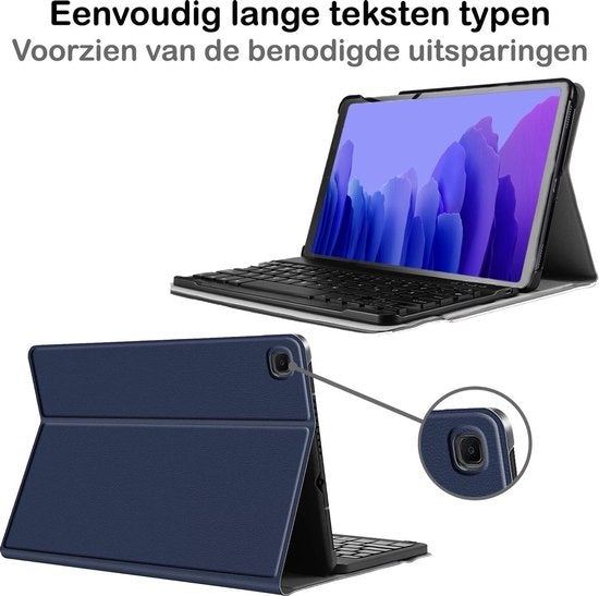 Samsung Galaxy Tab A7 Hoesje Toetsenbord Case Kunstleer - Donkerblauw