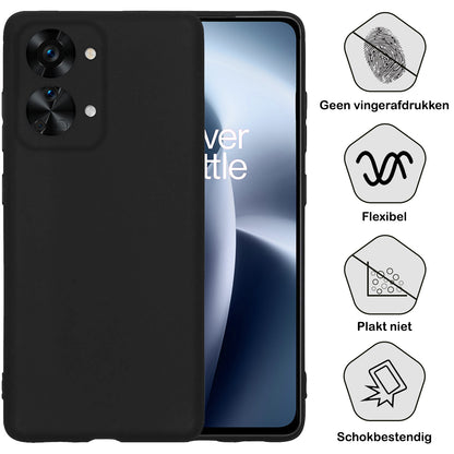 OnePlus Nord 2T Hoesje Siliconen Backcover Lichtgewicht - Zwart
