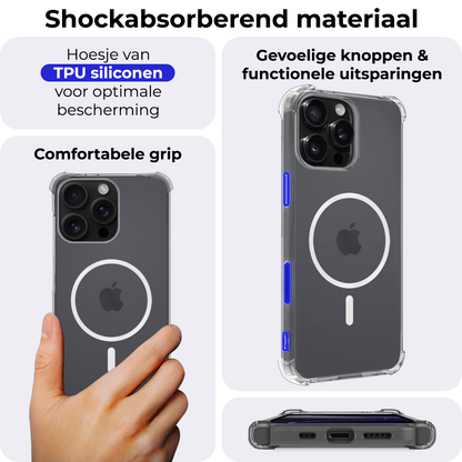 iPhone 16 Pro Hoesje Geschikt voor Magsafe Backcover Shockproof - Transparant