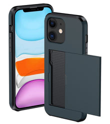 iPhone 11 Hoesje Kaarthouder Hard Case Shockproof - Donkerblauw