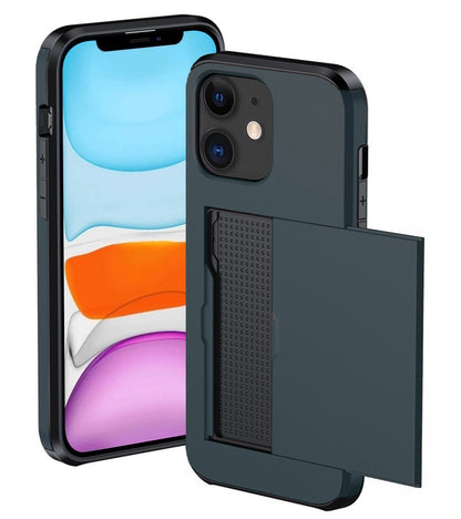 iPhone 11 Hoesje Kaarthouder Hard Case Shockproof - Donkerblauw