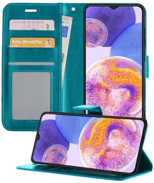 Samsung A23 Hoesje Bookcase Cover met Kaarthouder - Turquoise