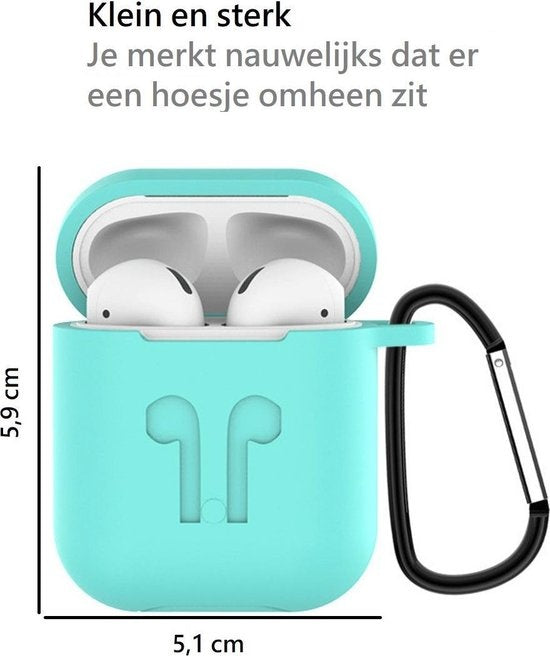 AirPods Hoesje Siliconen 3-in-1 met Clip - Turquoise