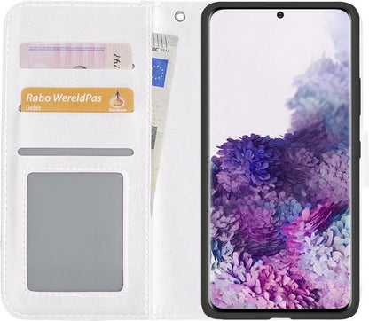 Samsung S20 Hoesje Bookcase Cover met Kaarthouder - Wit