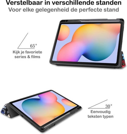Samsung Galaxy Tab S6 Lite Trifold Bookcase Hoes met Penhouder voor S Pen - Graffity