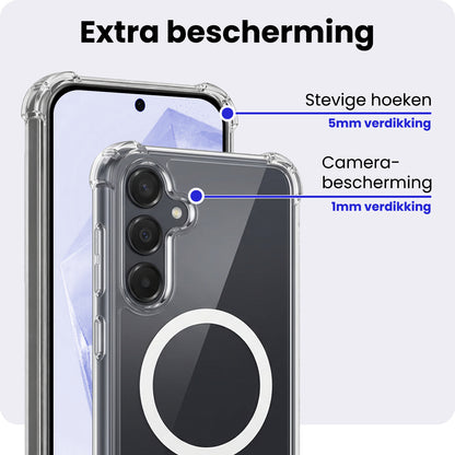 Samsung A35 Hoesje Geschikt voor Magsafe Backcover Shockproof - Transparant