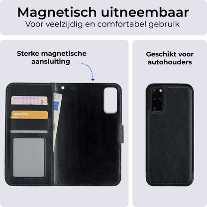 Samsung S20 Plus Hoesje Bookcase Cover Uitneembaar - Zwart