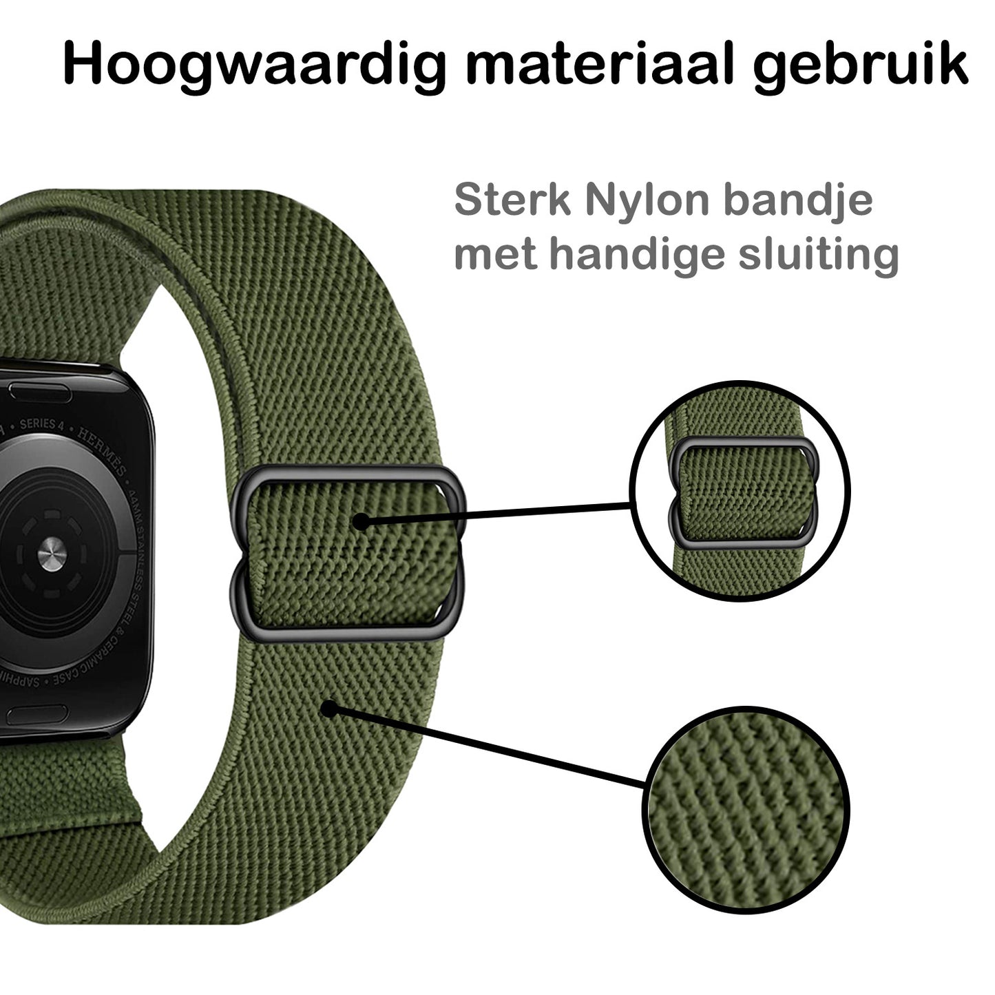 Horloge Bandje Geschikt Voor Apple Watch 1-8 / SE - 42/44/45 mm Bandje Stof - Donkergroen