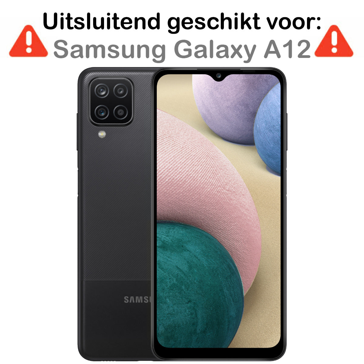 Samsung A12 Hoesje Book Case Kunstleer - Donkerblauw