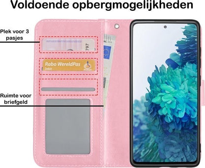Samsung S20 FE Hoesje Bookcase Cover met Kaarthouder - Lichtroze