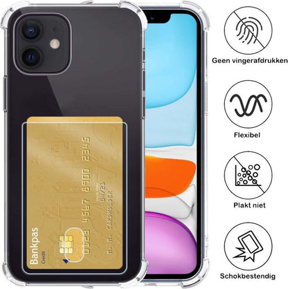 iPhone 11 Hoesje Kaarthouder Backcover Shockproof - Transparant