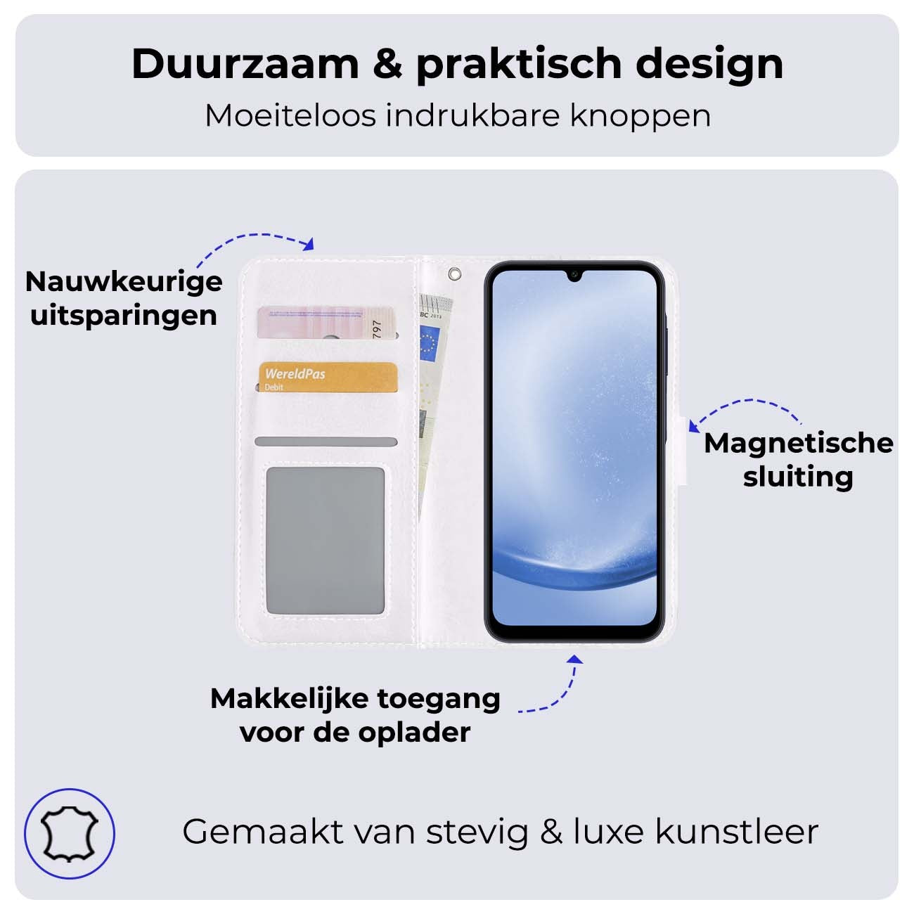 Samsung A25 Hoesje Book Case Kunstleer - Wit