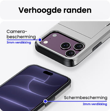 iPhone 18 Pro Max Hoesje Kaarthouder Hard Case Shockproof - Grijs