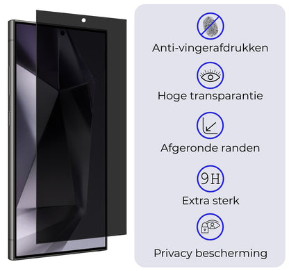 Samsung S24 Ultra Screenprotector Gehard Glas - Privacy