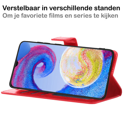 Samsung A04s Hoesje Bookcase Cover met Kaarthouder - Rood