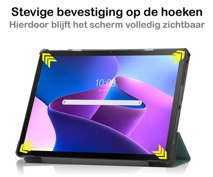 Lenovo Tab M10 Plus 3rd Gen Trifold Bookcase Hoes - Donkergroen