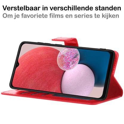 Samsung A13 4G Hoesje Bookcase Cover met Kaarthouder - Rood