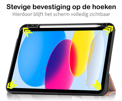 iPad 2022 / 2025 (A16 ) Trifold Bookcase Hoes met Penhouder voor Apple Pen - Rosé goud
