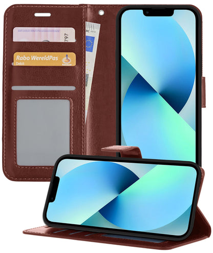 iPhone 13 Pro Max Hoesje Bookcase Cover met Kaarthouder - Bruin