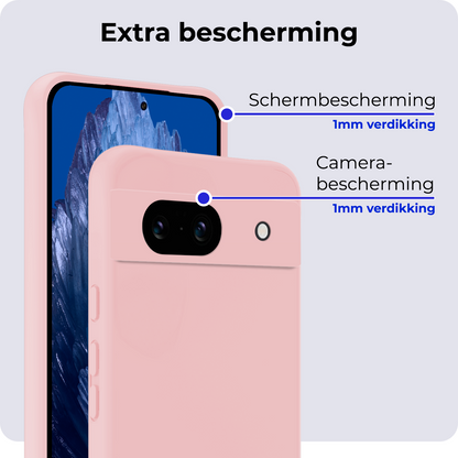 Google Pixel 8a Hoesje Siliconen Backcover Lichtgewicht - Lichtroze