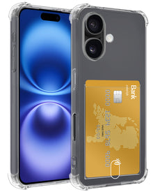 iPhone 16 Plus Hoesje Kaarthouder Backcover Shockproof - Transparant