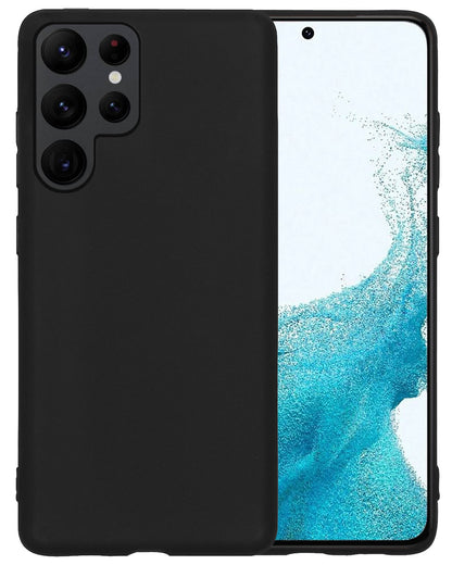Samsung S22 Ultra Hoesje Siliconen Backcover Lichtgewicht - Zwart