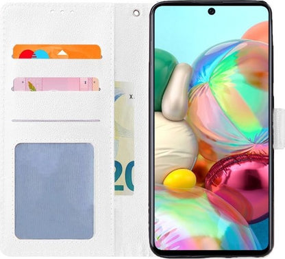 Samsung A71 Hoesje Bookcase Cover met Kaarthouder - Wit