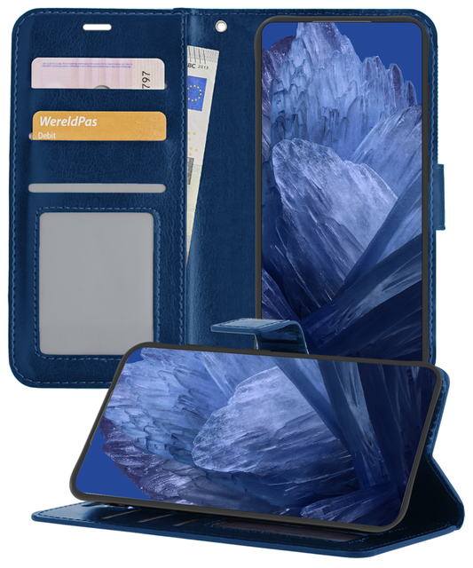 Google Pixel 8a Hoesje Book Case Kunstleer - Donkerblauw