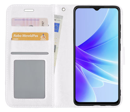 OPPO A17 Hoesje Bookcase Cover met Kaarthouder - Wit