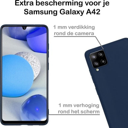 Samsung A42 Hoesje Siliconen Backcover Lichtgewicht - Donkerblauw