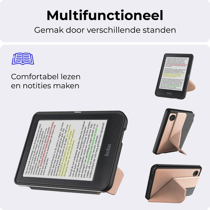 Kobo Clara Colour Trifold Bookcase Hoes - Rosé Goud