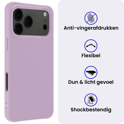 iPhone 17 Pro Max Hoesje Siliconen Backcover Lichtgewicht - Lila
