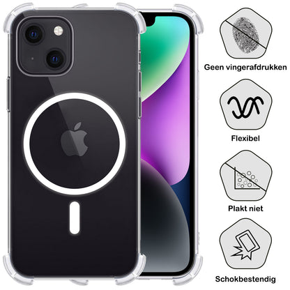 iPhone 14 Plus Hoesje Geschikt voor Magsafe Backcover Shockproof - Transparant