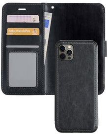 iPhone 12 Pro Max Hoesje Bookcase Cover Uitneembaar - Zwart