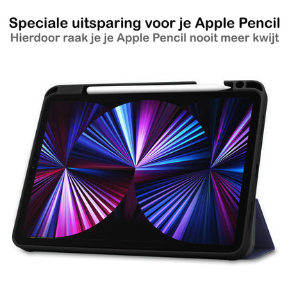 iPad Pro 2021 (11 inch) Hoesje Book Case Met Apple Pencil Uitsparing - Donkerblauw