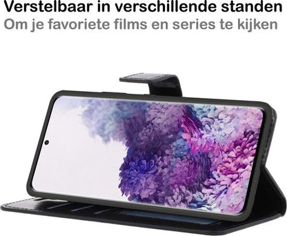 Samsung S20 Hoesje Bookcase Cover met Kaarthouder - Zwart