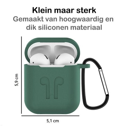 AirPods Hoesje Siliconen 3-in-1 met Clip - Midnight Green