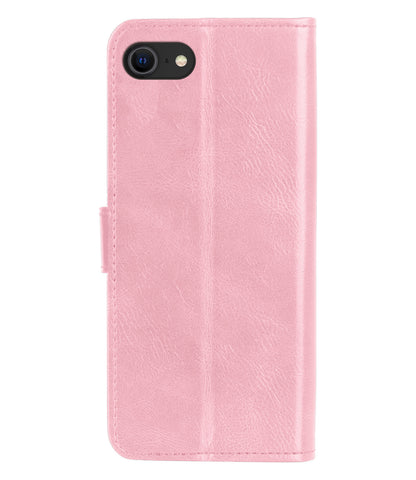 iPhone SE 2022 Hoesje Bookcase Cover met Kaarthouder - Lichtroze