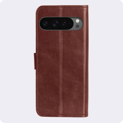 Google Pixel 9 Pro Hoesje Bookcase Cover met Kaarthouder - Bruin