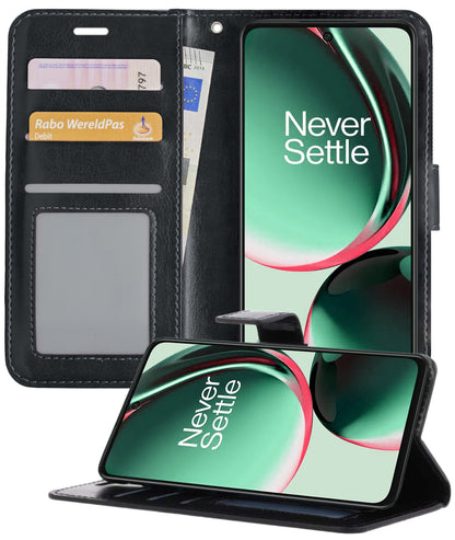 OnePlus Nord CE 3 Lite Hoesje Bookcase Cover met Kaarthouder - Zwart