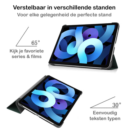 iPad Air 2022 Trifold Bookcase Hoes - Donkergroen