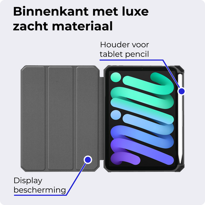 iPad Mini 7 Trifold Bookcase Hoes met Penhouder voor Apple Pen - Paars