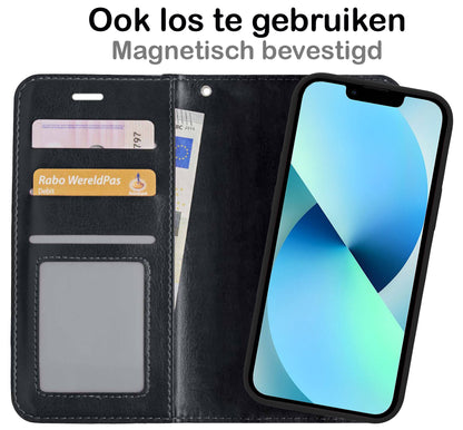 iPhone 13 Pro Hoesje Bookcase Cover Uitneembaar - Zwart