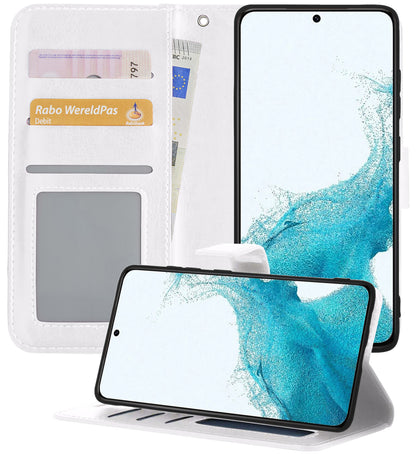 Samsung S22 Plus Hoesje Bookcase Cover met Kaarthouder - Wit