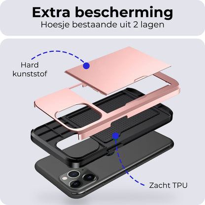 iPhone 11 Pro Hoesje Kaarthouder Hard Case Shockproof - Rosé goud