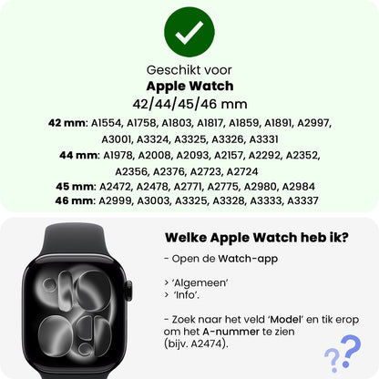 Apple Watch 1, 2, 3, 4, 5, 6, 7, 8, 9, 10, 11, SE - 42/44/45/46 mm Bandje Siliconen met verstelbare polsband - Zwart
