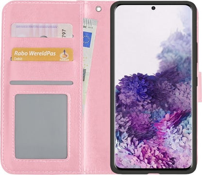 Samsung S20 Plus Hoesje Bookcase Cover met Kaarthouder - Lichtroze