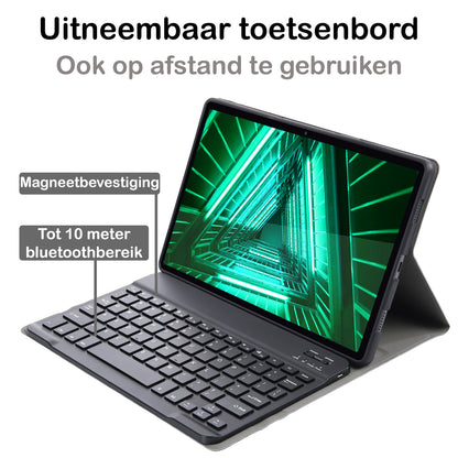 Lenovo Tab M10 FHD Plus 2nd Gen Toetsenbord Hoes met Uitneembaar toetsenbord - Zwart