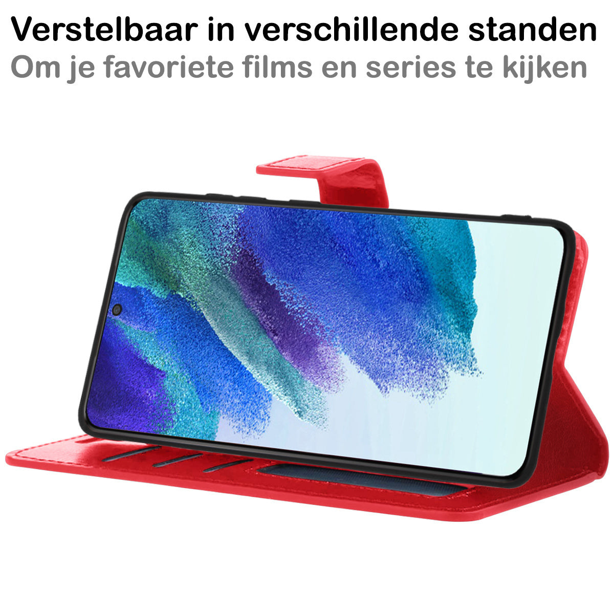 Samsung S21 FE Hoesje Book Case Kunstleer - Donkerroze